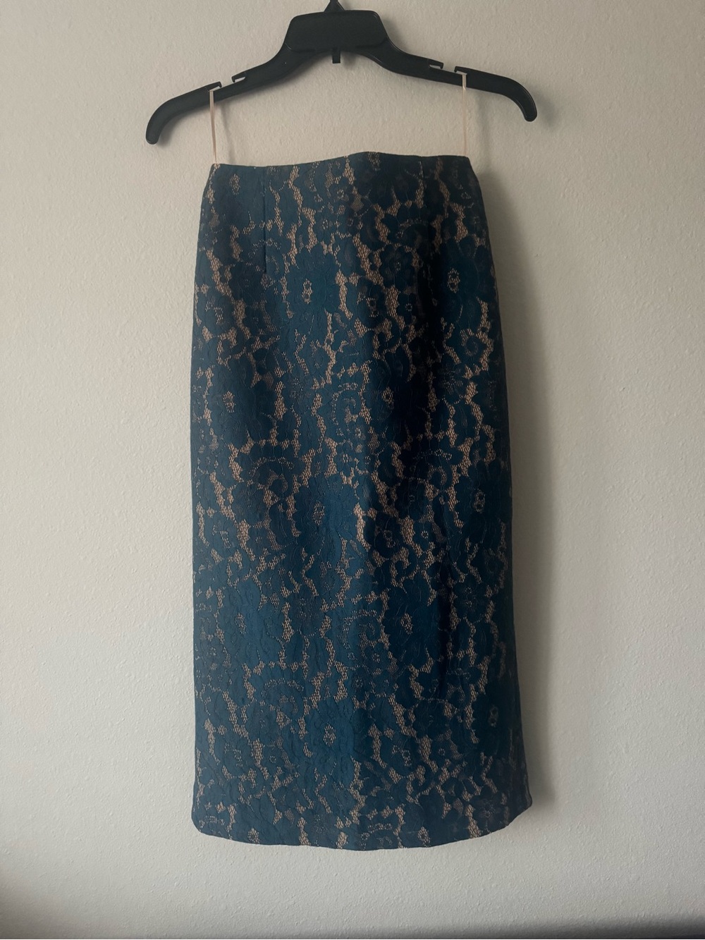 KEEPSAKE the Label Teal Pencil Skirt with Beige Lace Detail